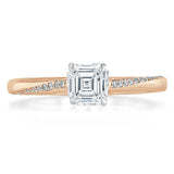 1.00ct Asscher Cut Moissanite Engagement Ring, Classic Style,  Available in White Gold, Platinum, Rose Gold or Yellow Gold