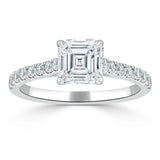 1.20ct Asscher Cut Moissanite Engagement Ring, Classic Style,  Available in White Gold, Platinum, Rose Gold or Yellow Gold