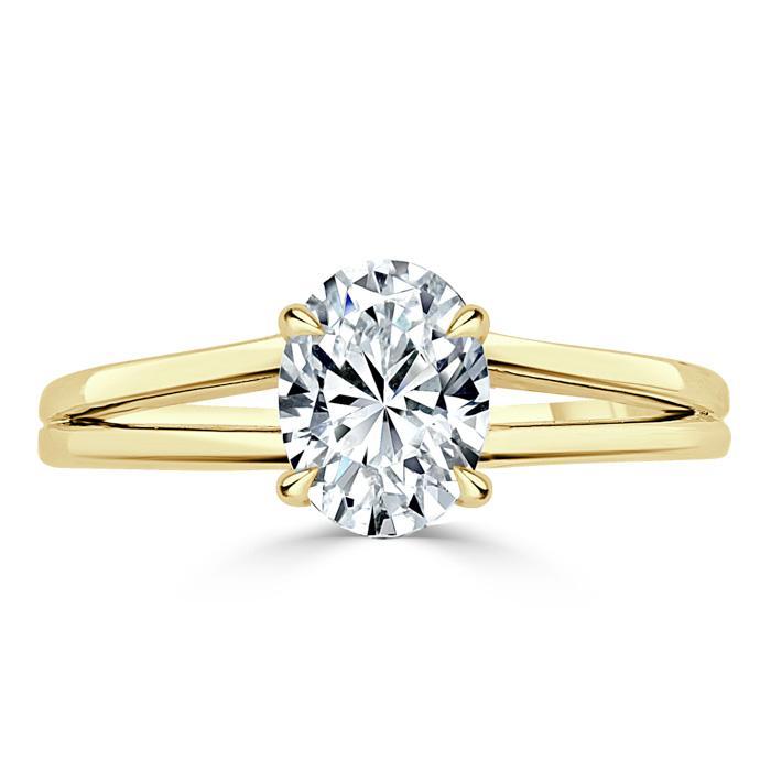 1.00ct  Oval Cut Moissanite Engagement Ring, Classic Style with Split Shank,  Available in White Gold, Platinum, Rose Gold or Yellow Gold