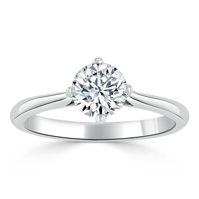 1.00ct  Round Cut Moissanite Engagement Ring, Classic Six Claw,  Available in White Gold, Platinum, Rose Gold or Yellow Gold