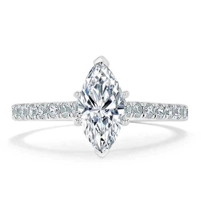 Lab-Diamond Marquise Cut Engagement Ring, Classic Style, Choose Your Stone Size and Metal