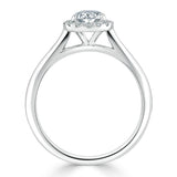 0.75ct Pear Cut Moissanite Halo Engagement Ring, Available in White Gold or Platinum