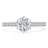 1.25ct  Round Cut Moissanite Halo Engagement Ring, Classic Tiffany Style,  Available in White Gold, Platinum, Rose Gold or Yellow Gold