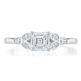 1.00ct Asscher Cut Moissanite Engagement Ring, Vintage Style,  Available in White Gold, Platinum, Rose Gold or Yellow Gold