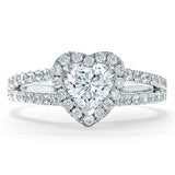 1.60ct  Heart Cut Moissanite Engagement Ring, Classic Halo,  Available in White Gold, Platinum, Rose Gold or Yellow Gold