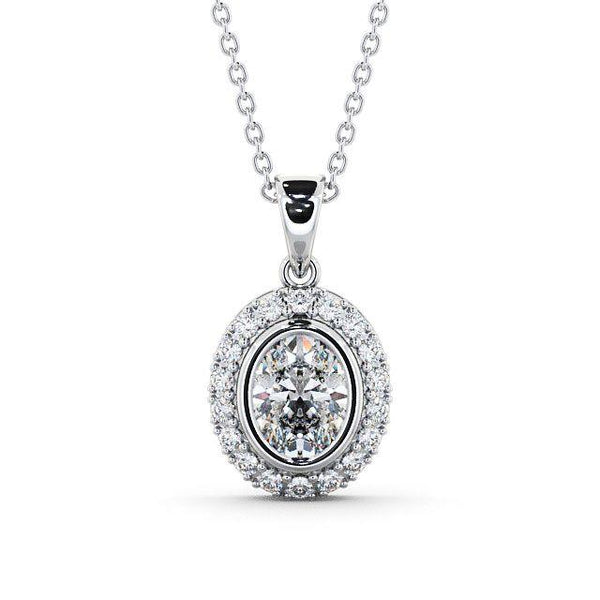 Oval Cut Classic Halo Pendant