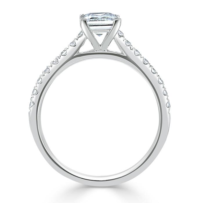 1.00ct  Princess Cut Moissanite Engagement Ring, Classic Style,  Available in White Gold, Platinum, Rose Gold or Yellow Gold