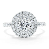 1.25ct  Round Cut Moissanite Double Halo Engagement Ring, Tiffany Style,  Available in White Gold, Platinum, Rose Gold or Yellow Gold