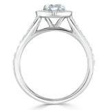 1.40ct  Heart Cut Moissanite Engagement Ring, Classic Halo,  Available in White Gold, Platinum, Rose Gold or Yellow Gold