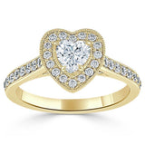 1.40ct  Heart Cut Moissanite Engagement Ring, Classic Halo,  Available in White Gold, Platinum, Rose Gold or Yellow Gold