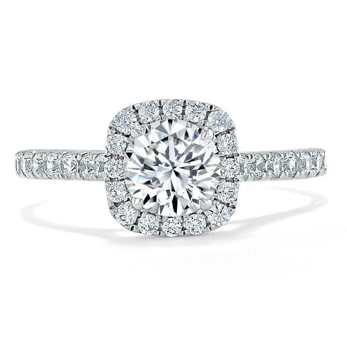 Lab-Diamond, Round Cut Halo Engagement Ring, Tiffany Style, Choose Your Stone Size and Metal