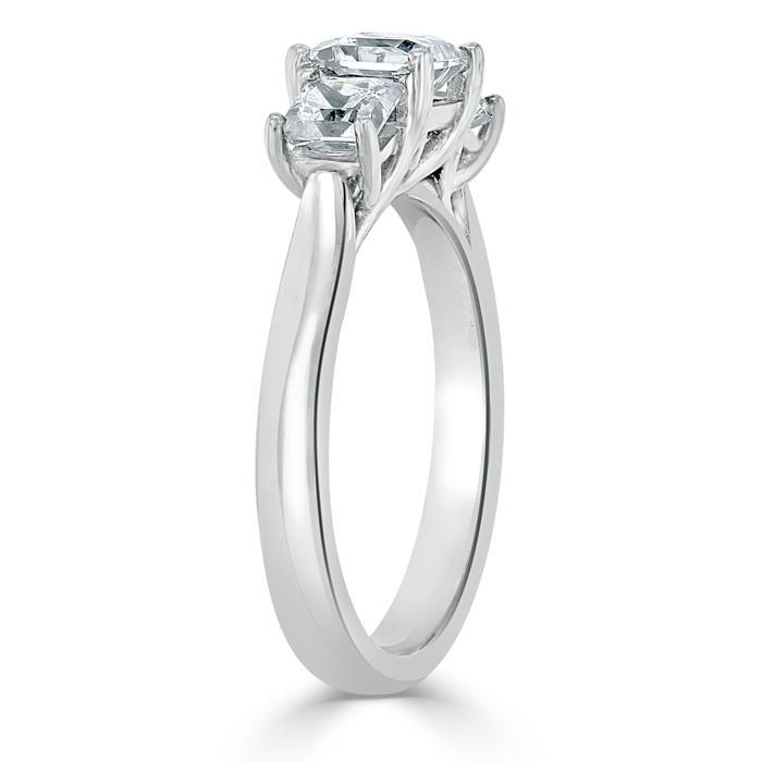 1.25ct  Princess Cut Moissanite 3 stone Engagement Ring,  Available in White Gold, Platinum, Rose Gold or Yellow Gold