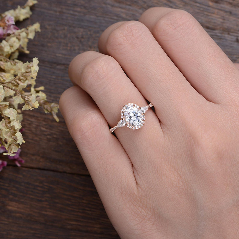 Oval Cut Moissanite Engagement Ring, Vintage Design, Choose Your Stone Size & Metal