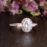 Oval Cut Moissanite Engagement Ring, Vintage Design, Choose Your Stone Size & Metal