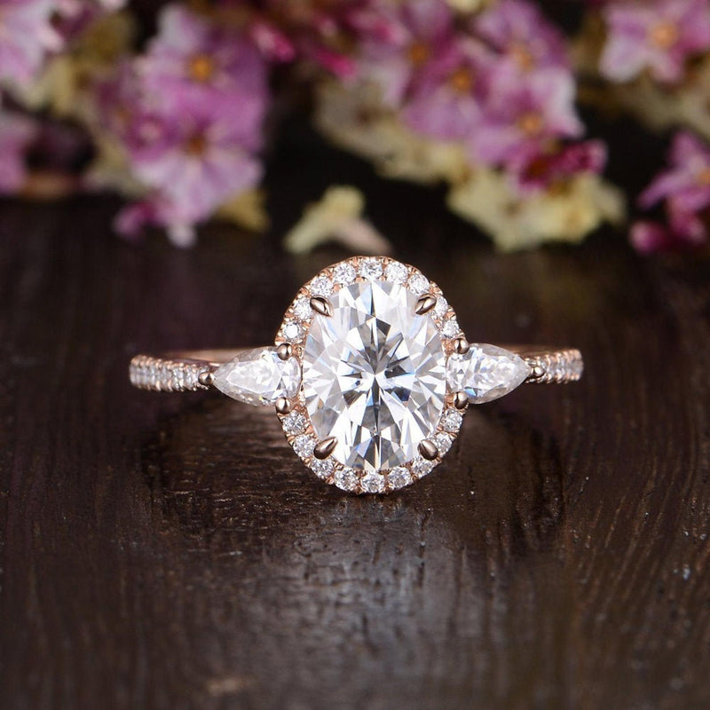 Oval Cut Moissanite Engagement Ring, Vintage Design, Choose Your Stone Size & Metal