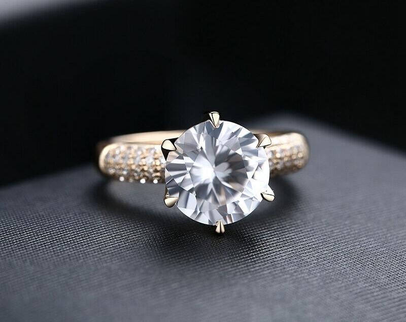 3.00ct Round Cut Moissanite, Classic Engagement Ring, Available in 14Kt or 18Kt Yellow Gold