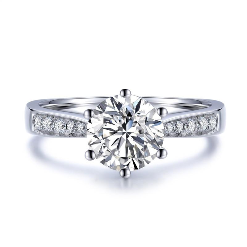 1.00ct Classic Round Cut Moissanite Engagement Ring, Available in White Gold or Platinum