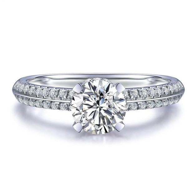 1.00ct Classic Round Cut Moissanite Engagement Ring, Available in White Gold or Platinum