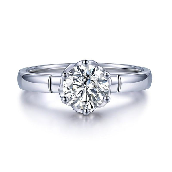 1.00ct Classic Round Cut Moissanite Engagement Ring, Available in White Gold or Platinum