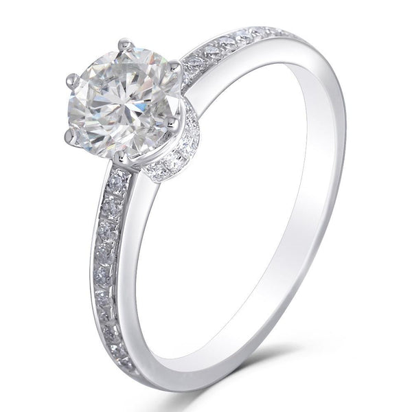 1.00ct Round Cut Moissanite, Classic Engagement Ring, Available in White Gold or Platinum