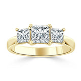 1.25ct  Princess Cut Moissanite 3 stone Engagement Ring,  Available in White Gold, Platinum, Rose Gold or Yellow Gold