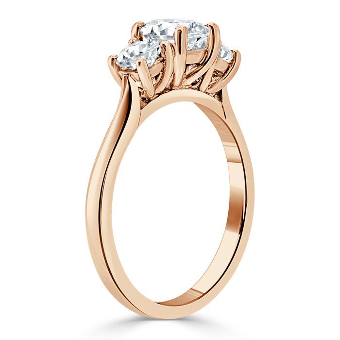 1.25ct  Princess Cut Moissanite 3 stone Engagement Ring,  Available in White Gold, Platinum, Rose Gold or Yellow Gold