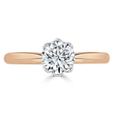 1.00ct  Round Cut Moissanite Engagement Ring, Classic Six Claw,  Available in White Gold, Platinum, Rose Gold or Yellow Gold