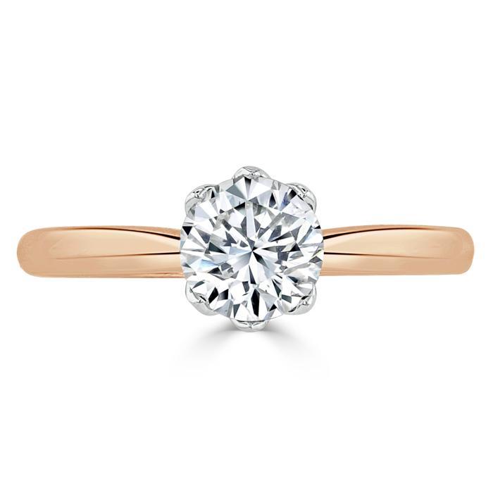 1.00ct  Round Cut Moissanite Engagement Ring, Classic Six Claw,  Available in White Gold, Platinum, Rose Gold or Yellow Gold