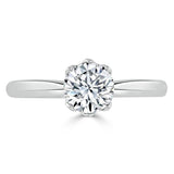 1.00ct  Round Cut Moissanite Engagement Ring, Classic Six Claw,  Available in White Gold, Platinum, Rose Gold or Yellow Gold