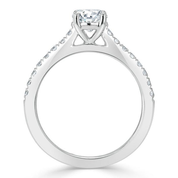 1.00ct  Round Cut Moissanite Halo Engagement Ring, Classic Style,  Available in White Gold, Platinum, Rose Gold or Yellow Gold