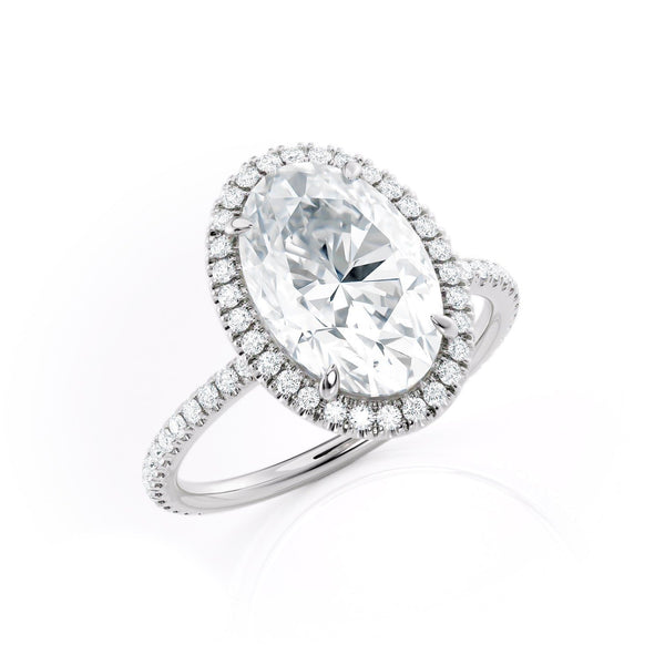 Oval Cut Moissanite Halo Engagement Ring, Tiffany Style, Choose Your Stone Size and Metal