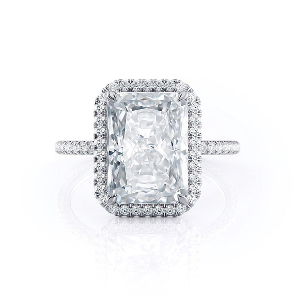 Radiant Cut Moissanite Halo Engagement Ring, Classic Style, Choose Your Stone Size and Metal