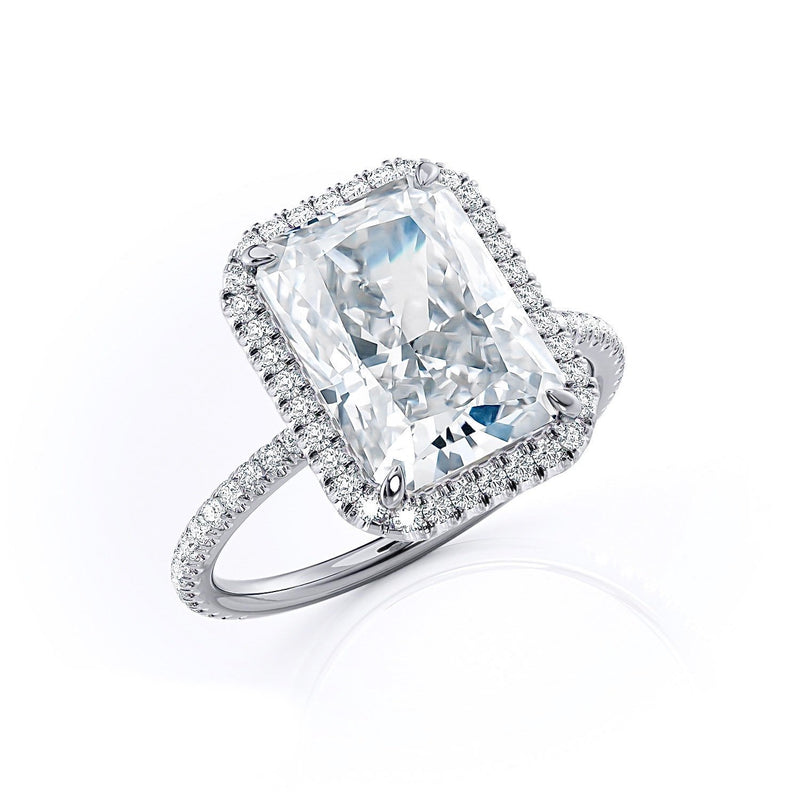 Radiant Cut Moissanite Halo Engagement Ring, Classic Style, Choose Your Stone Size and Metal