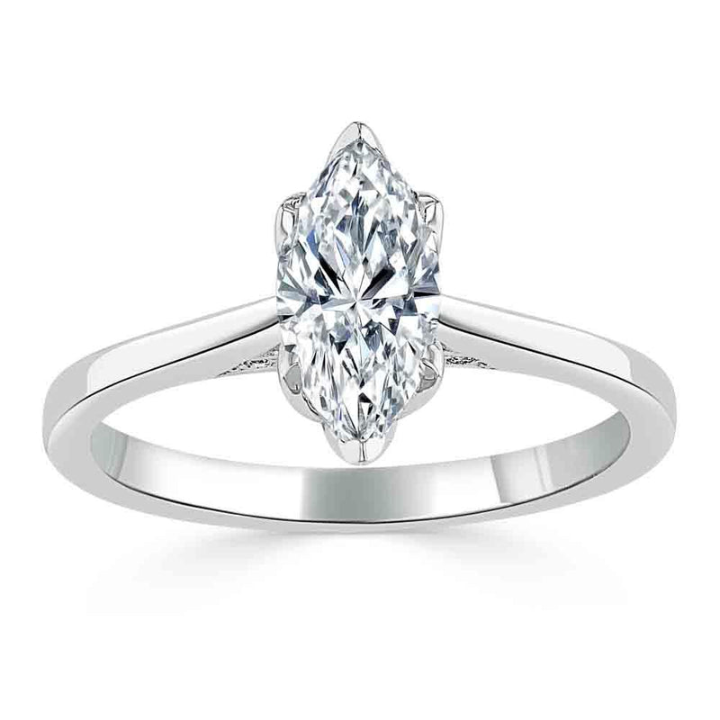 Lab-Diamond Marquise Cut Engagement Ring, Classic Design, Choose Your Stone Size and Metal