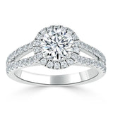 1.50ct  Round Cut Moissanite  Halo Engagement Ring, Tiffany Style,  Available in White Gold, Platinum, Rose Gold or Yellow Gold