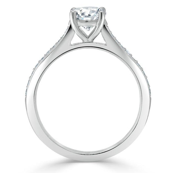 1.00ct  Round Cut Moissanite Halo Engagement Ring, Classic Style,  Available in White Gold, Platinum, Rose Gold or Yellow Gold