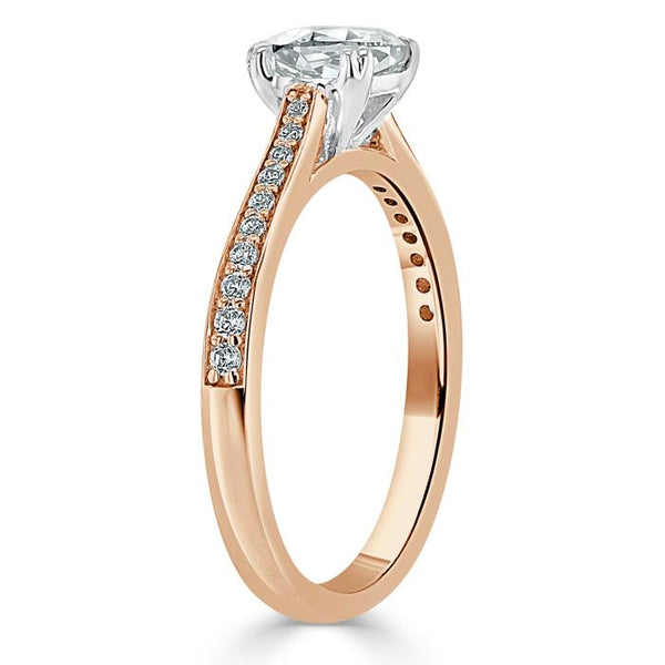 1.00ct  Cushion Cut Moissanite Engagement Ring, Classic Style,  Available in White Gold, Platinum, Rose Gold or Yellow Gold