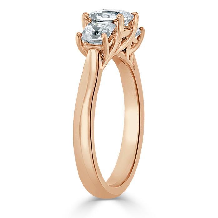 1.25ct  Princess Cut Moissanite 3 stone Engagement Ring,  Available in White Gold, Platinum, Rose Gold or Yellow Gold