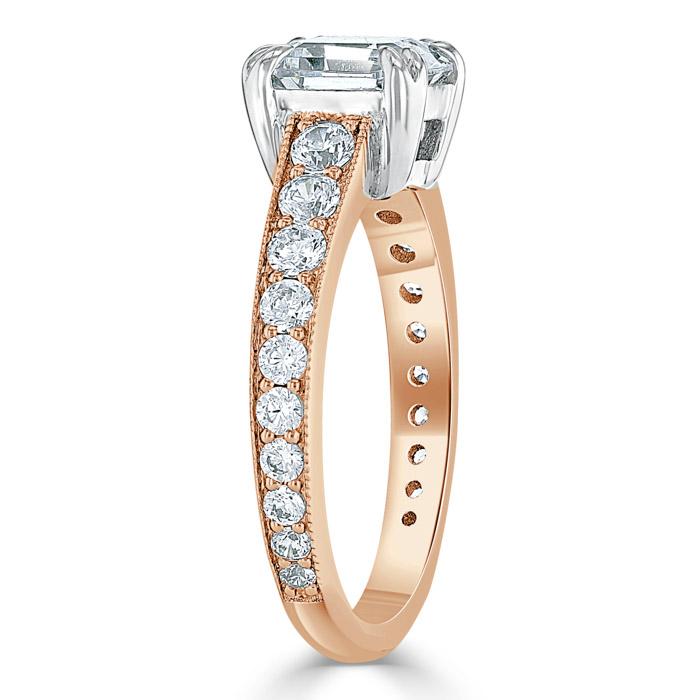 1.85ct  Cushion Cut Moissanite Engagement Ring, Tiffany Style,  Available in White Gold, Platinum, Rose Gold or Yellow Gold