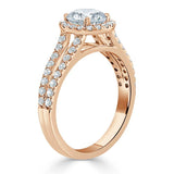 1.50ct  Round Cut Moissanite  Halo Engagement Ring, Tiffany Style,  Available in White Gold, Platinum, Rose Gold or Yellow Gold