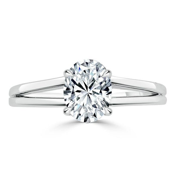 1.00ct  Oval Cut Moissanite Engagement Ring, Classic Style with Split Shank,  Available in White Gold, Platinum, Rose Gold or Yellow Gold