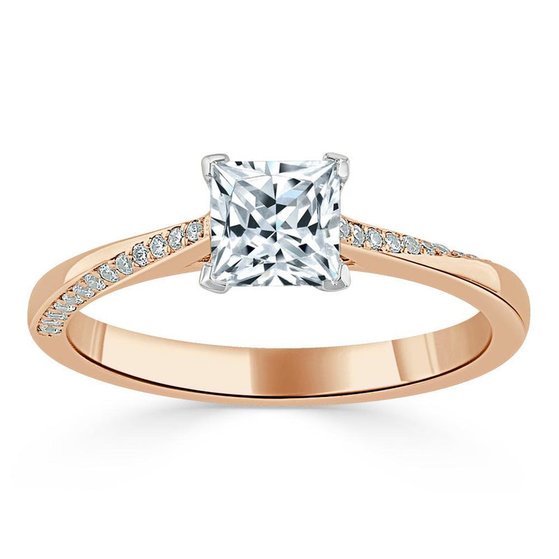 1.20ct  Princess Cut Moissanite Engagement Ring, Classic Style,  Available in White Gold, Platinum, Rose Gold or Yellow Gold