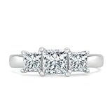 1.25ct  Princess Cut Moissanite 3 stone Engagement Ring,  Available in White Gold, Platinum, Rose Gold or Yellow Gold