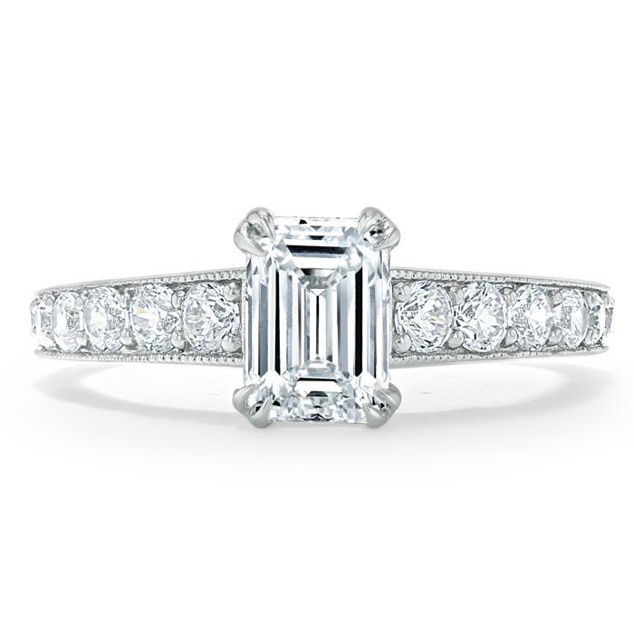 1.35ct  Emerland Cut Moissanite Engagement Ring, Tiffany Style,  Available in White Gold, Platinum, Rose Gold or Yellow Gold