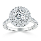 1.25ct  Round Cut Moissanite Double Halo Engagement Ring, Tiffany Style,  Available in White Gold, Platinum, Rose Gold or Yellow Gold