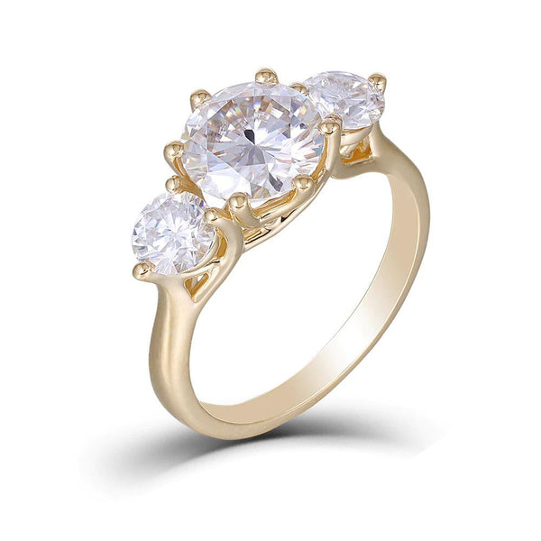 3.50ct Round Cut Moissanite Engagement Ring, Vintage Design, Available in 14Kt or 18Kt Yellow Gold