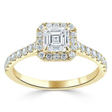 1.45ct Asscher Cut Moissanite Engagement Ring, Classic Halo, Available in White Gold, Platinum, Rose Gold or Yellow Gold