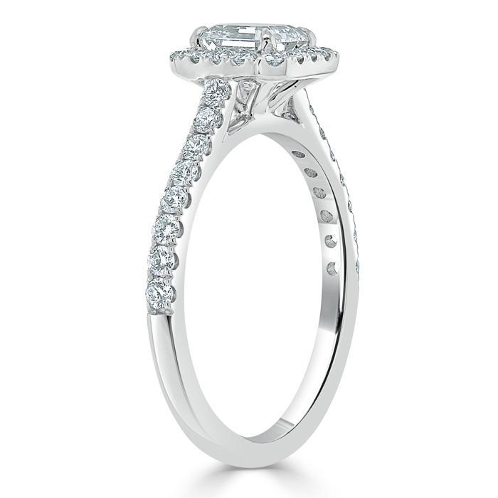 1.45ct Asscher Cut Moissanite Engagement Ring, Classic Halo, Available in White Gold, Platinum, Rose Gold or Yellow Gold